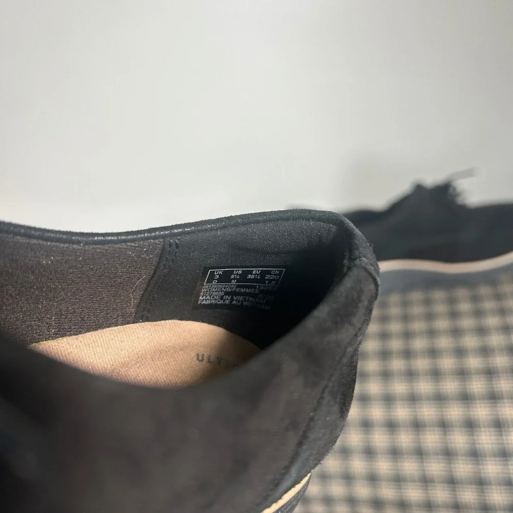 Clarks Sharon Dolly Black Suede Wedge‎ Lace Up Oxford Shoes Size 5.5 Black